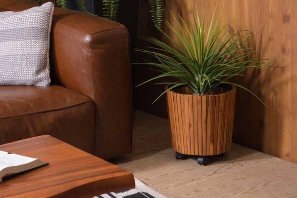 天然木 チーク のキャスター付き鉢カバー 丸型 φ34×H35cm No.813 YUZUMIYA_COM