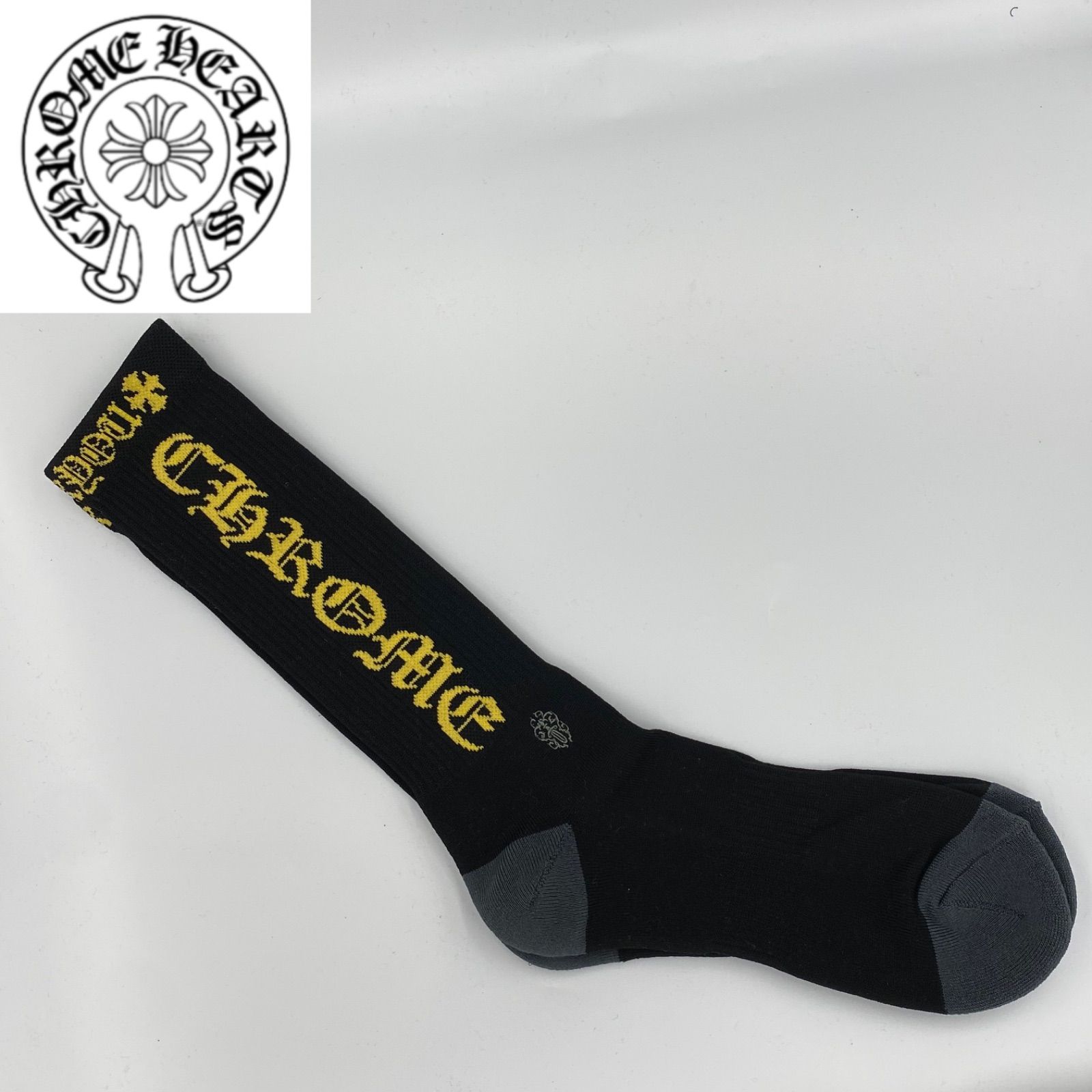 CHROME HEARTS クロムハーツ ダガー Dagger ロゴソックス 黒 黄 L