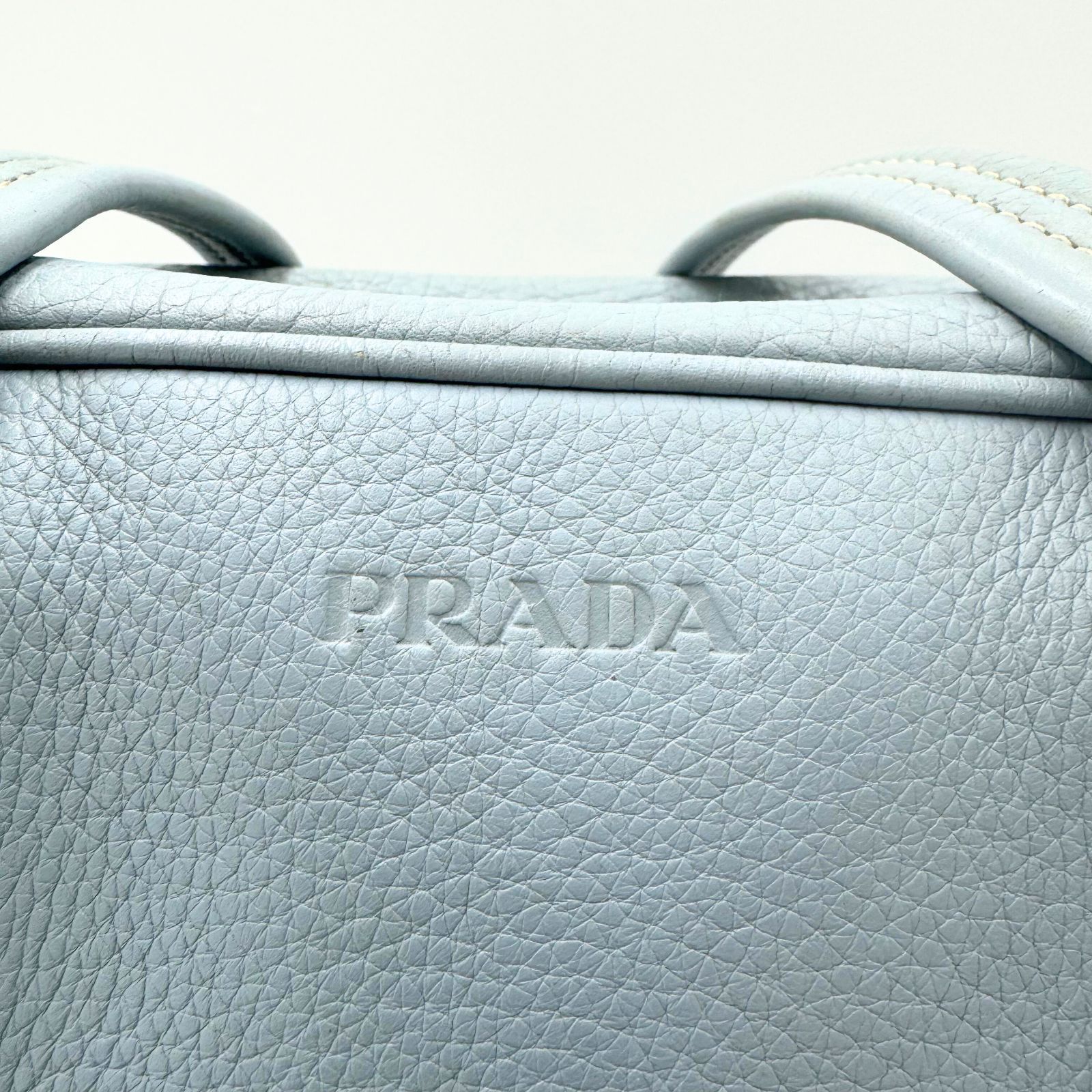 レディース PRADA プラダ ハンドバッグ ミニボストン レザー ブルー 