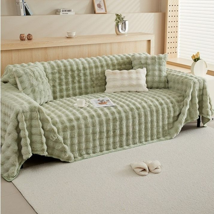 ソファーカバー 毛布 北欧風 韓国風 180cm×230cm 180cm×260cm ピンク グレー グリーン カーキ オフホワイト 暖かい モコモコ 洗濯可 お洒