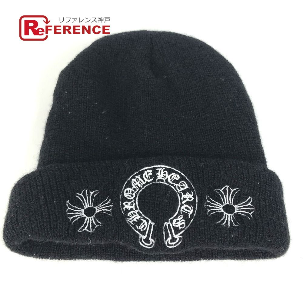 CHROME HEARTS クロムハーツ ニット帽 ホースシュー ロゴ ウール ブラック