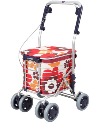 ユーバ産業 ワイヤーカート シルバーカー スワレル バッグ付き AS-0275 花柄レッド