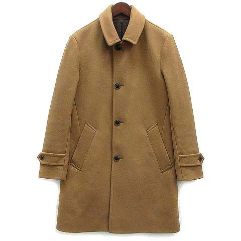 メンズメルローズ MEN'S MELROSE テック メルトン ステンカラーコート ウール混 キャメル 3