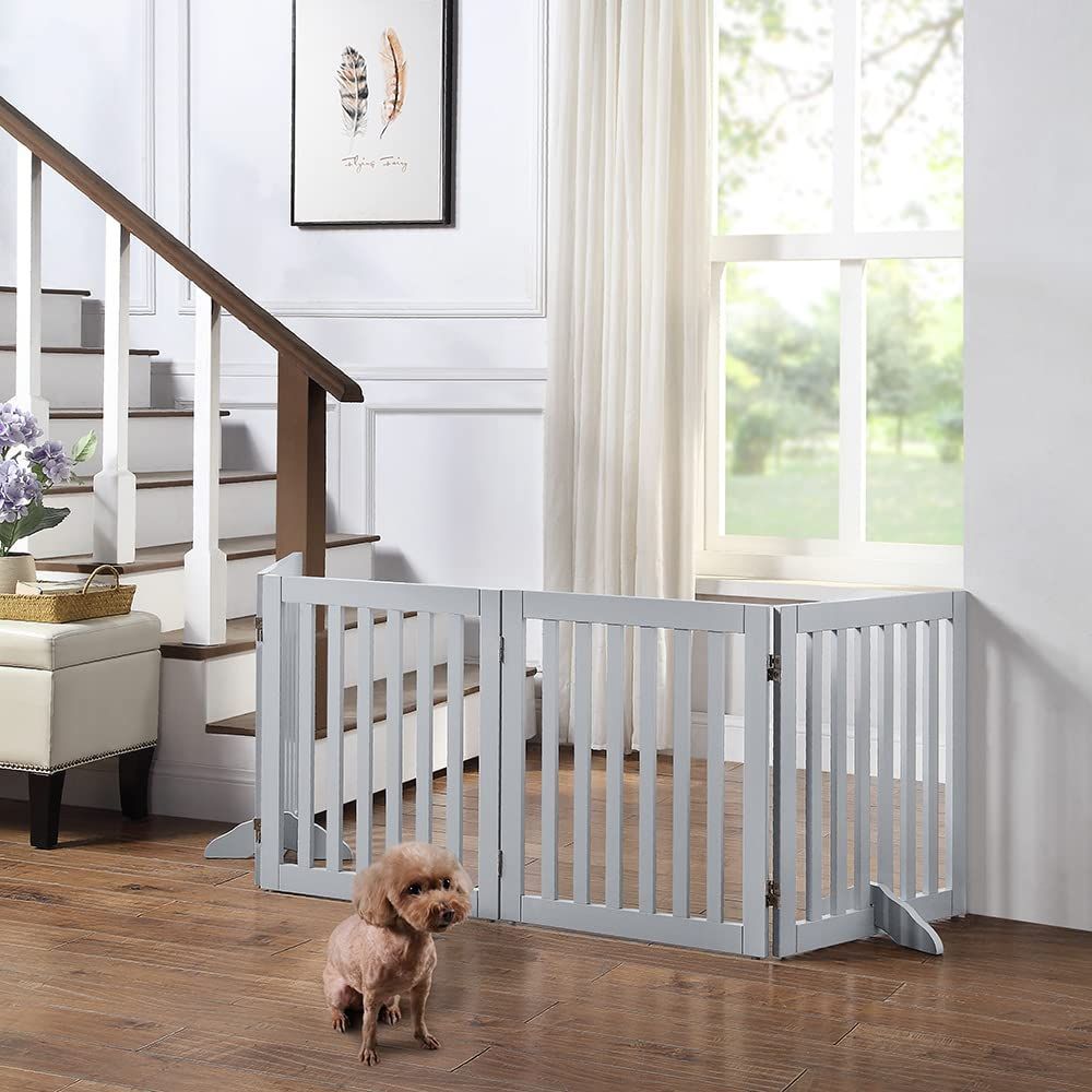 数量限定】木製犬用ゲート、折り式バリア、ペット用家具フェンス