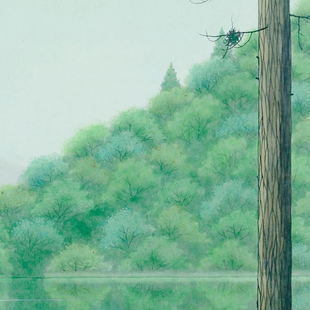 真作 WISH 中村宗弘 湖 日本画 12号 大作 共シール 緑を映す水鏡 幻想的な湖畔名画 〇無所属巨匠 師 東山魁夷 25093085 WWW_IBETON_RU