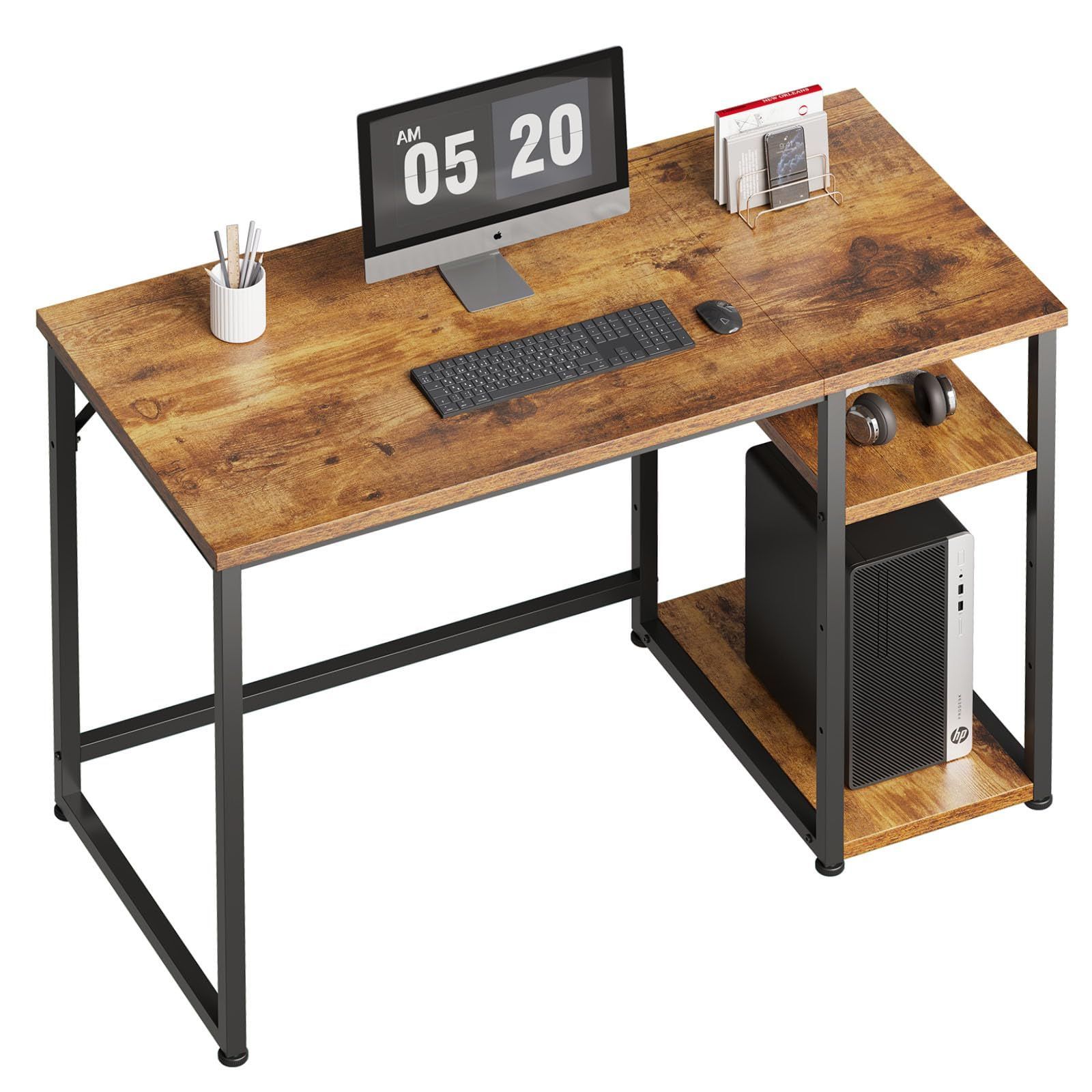 Maihail パソコンデスク 机 pcデスク computer desk 勉強机 ゲーミングデスク ワークデスク 家具 パソコンラック table 学習机 デスク 収納 100幅100*奥行48*高さ74cm SZ121LHM スチールウッド簡易