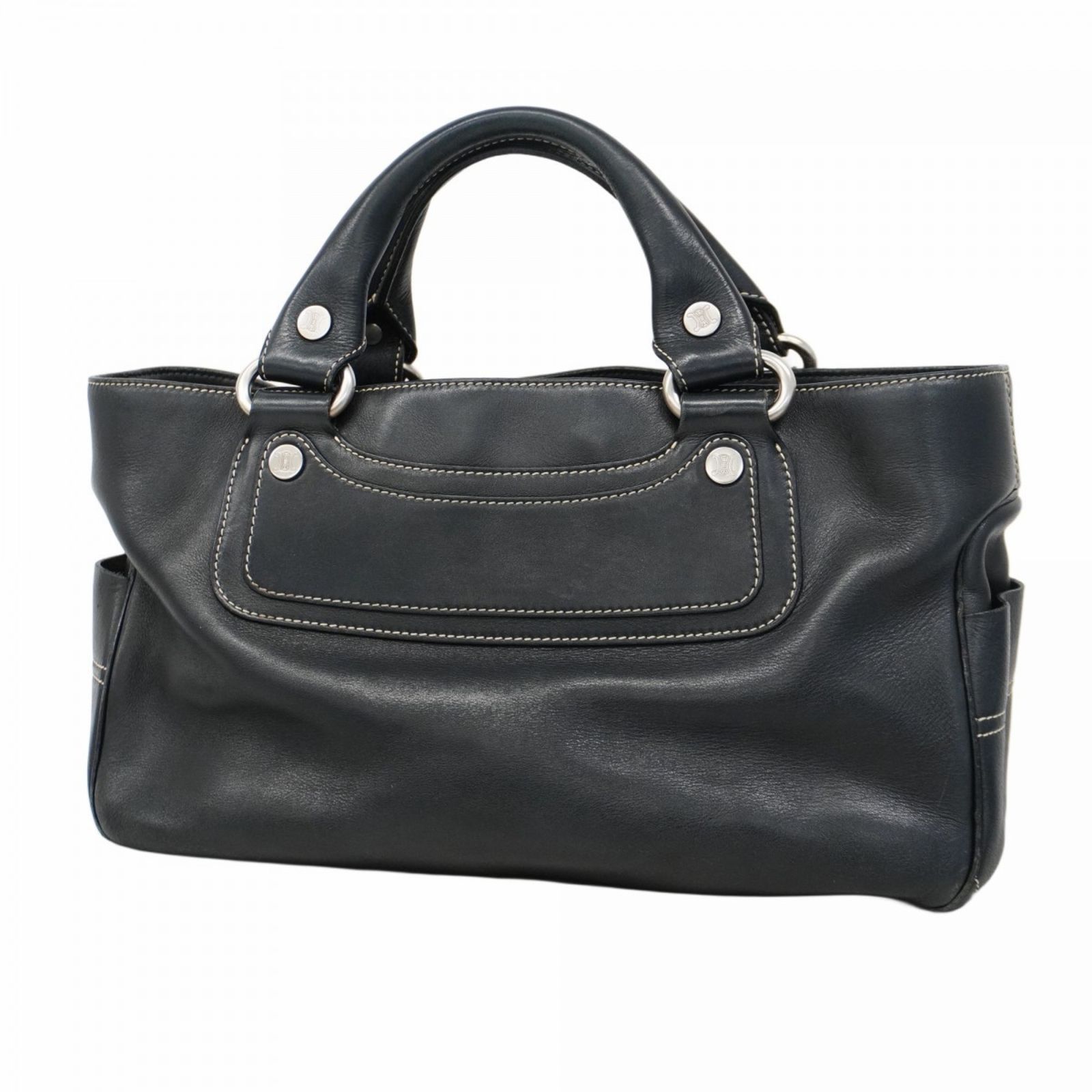希少✨️CELINE ブギーバッグ ハンドバッグ レザー ブラック トリオンフ 極 美品 CELINE セリーヌ ブギー バッグ トリオンフ 総柄 ロゴ