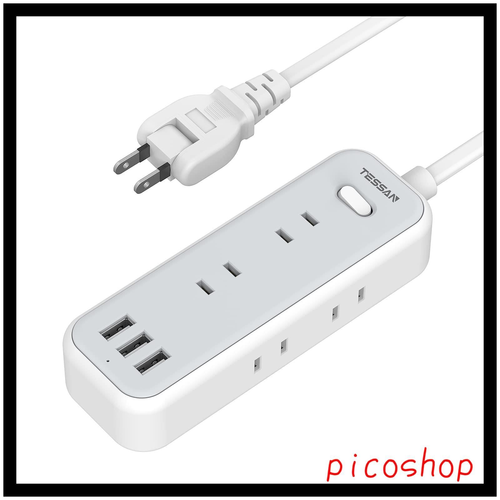 一括スイッチ付き 180スイングプラグ 3つUSB-Aポート 6個AC差込口 マルチタップ OAタップ タコ足配線 テーブルタップ 壁掛け/卓上に TESSAN たこあしコンセント 2m 延長コード コンセント usb 電源