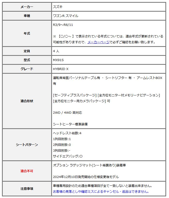 Clazzio クラッツィオ シートカバー ストリームステッチ ワゴンR スマイル MX91S R3 9~R6 11 ES-6046