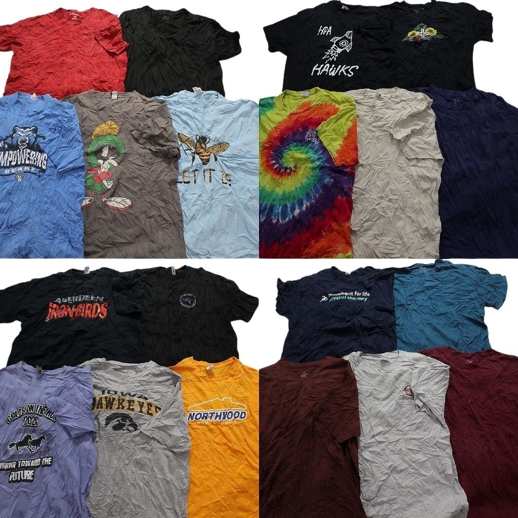 古着卸 mix プリント 半袖Tシャツ 20枚セット メンズ XL タイダイ柄 英文字プリント ワンポイント 古着 NA0747