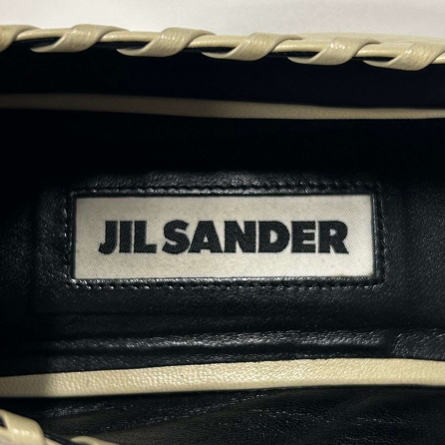 JIL SANDER(ジルサンダー)   フラットシューズ レースアップバレエシューズ アンクルリング JS30217A 37 アイボリー レザー