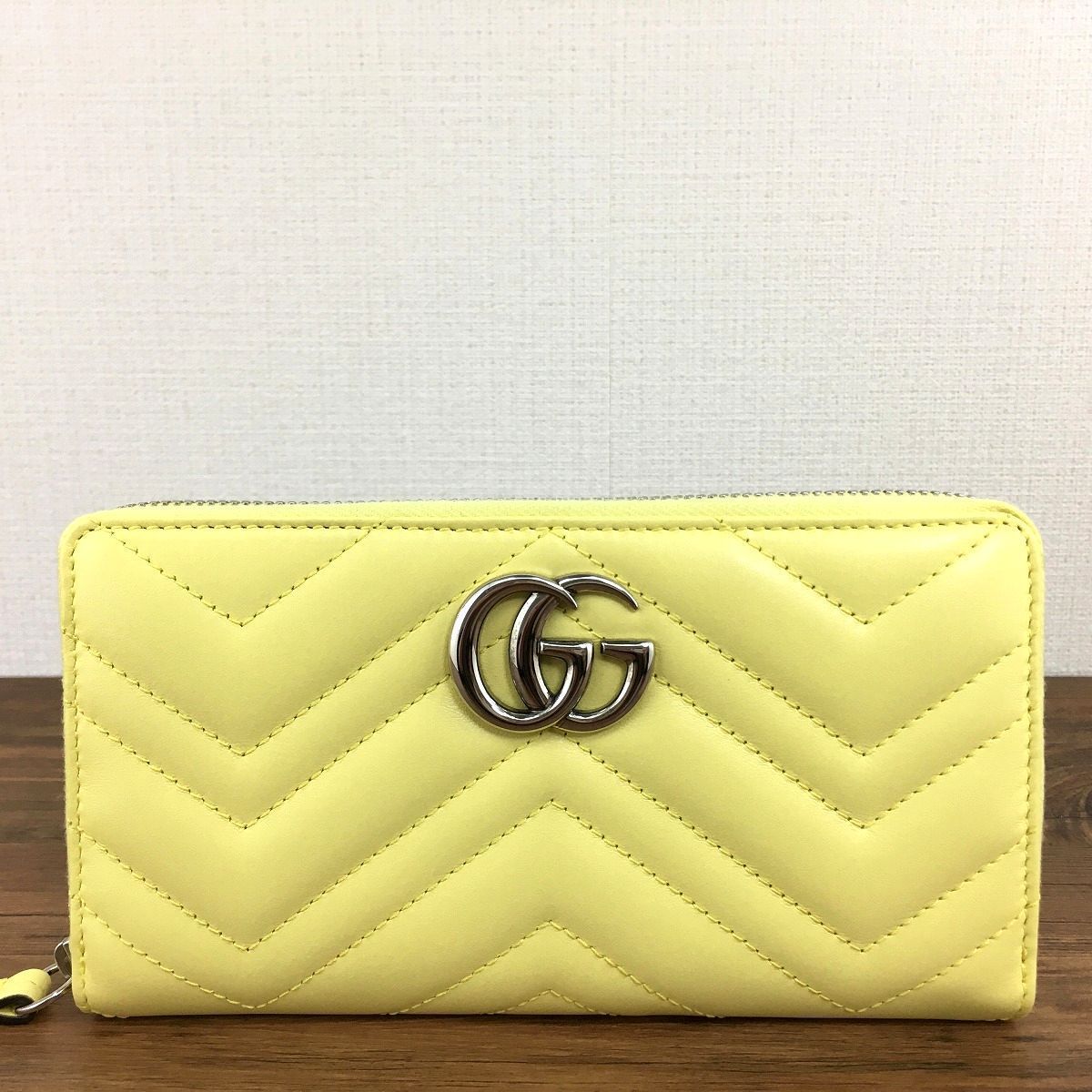 75 極美品 グッチ 長財布 443123 イエロー GGマーモント - Old Closet