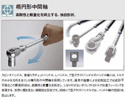 コーケン 3 8 9.5mm SQ. 首振リラチェットハンドル ロック付 ポリッシュグリップ 全長265mm 3774PL