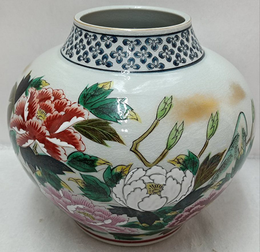 古い　花瓶　壺　ロシア　アンティーク 九谷焼 秋峰 花瓶 壺 花鳥柄 アンティーク フラワーベース 花瓶