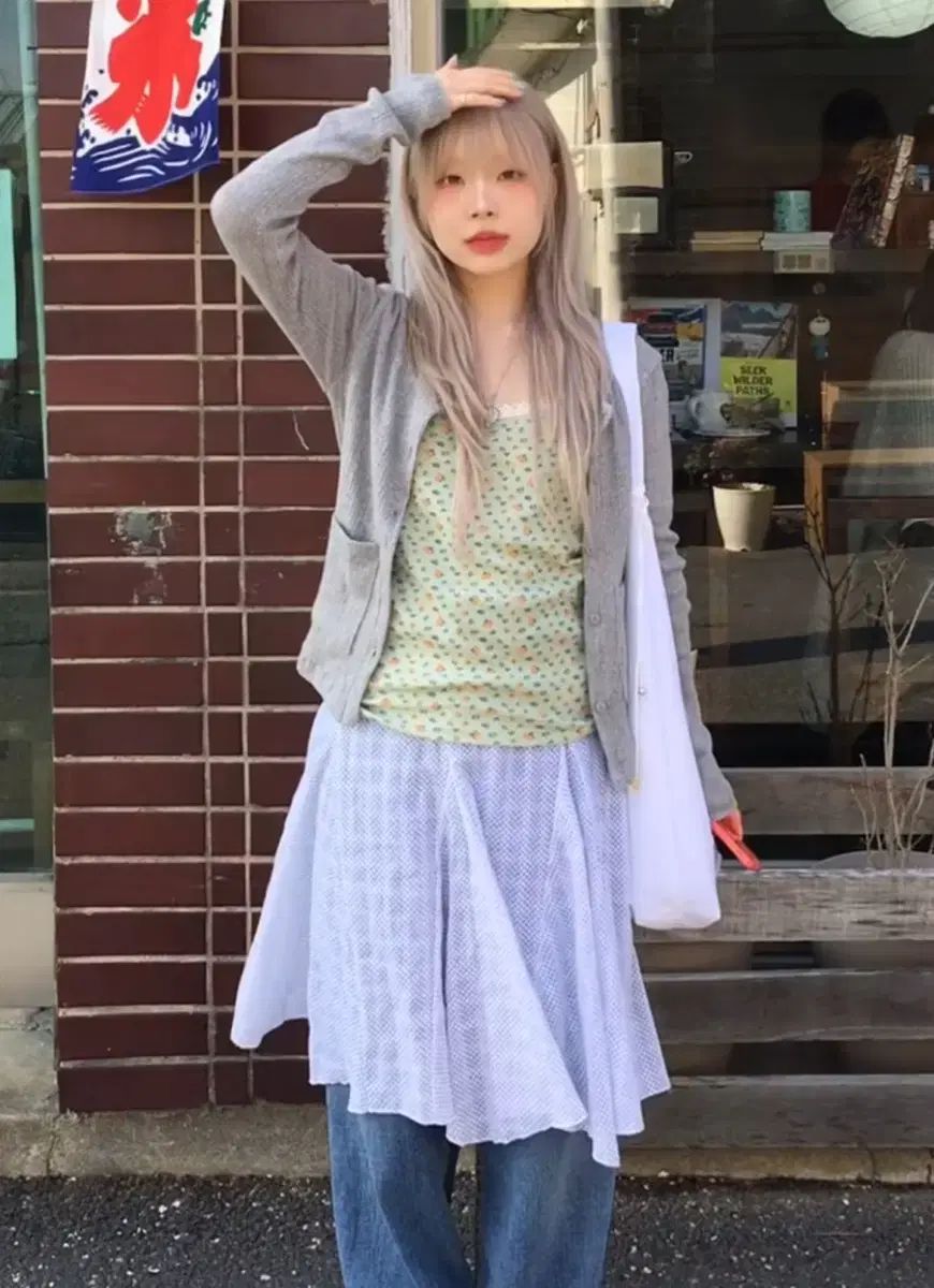 季節的 ノースリーブ カーディガン スカート セット|ヴィンテージ フェアリー 森ガール