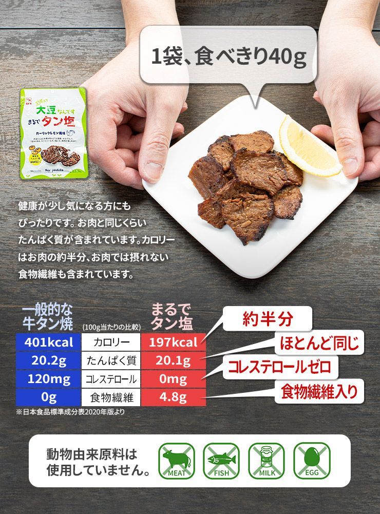 まるでタン塩 40g×4袋 ソイフィレ 大豆ミート ポスト投函  [[まるでタン塩-4p]
