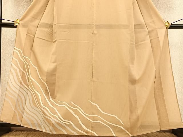 平和屋着物＊夏物 訪問着 紬地 流水文 正絹 逸品 BAAS7152pk