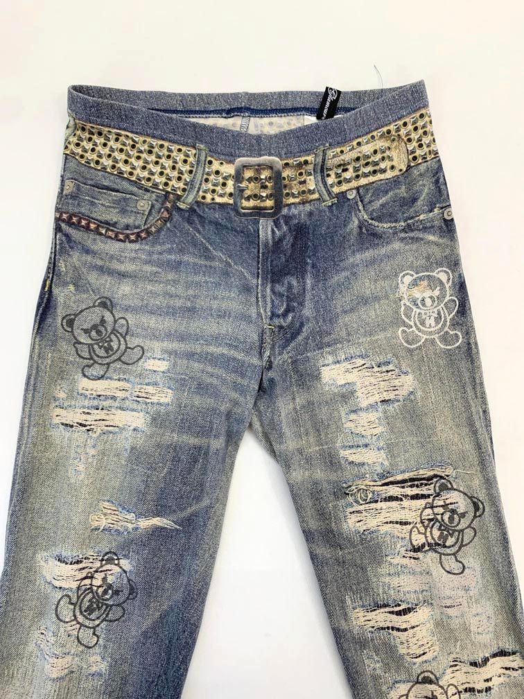 ヒステリックグラマー レギンス ヒスベア デニム HYSTERIC GLAMOUR ヒステリックグラマー 0112CP05 ベア柄 転写