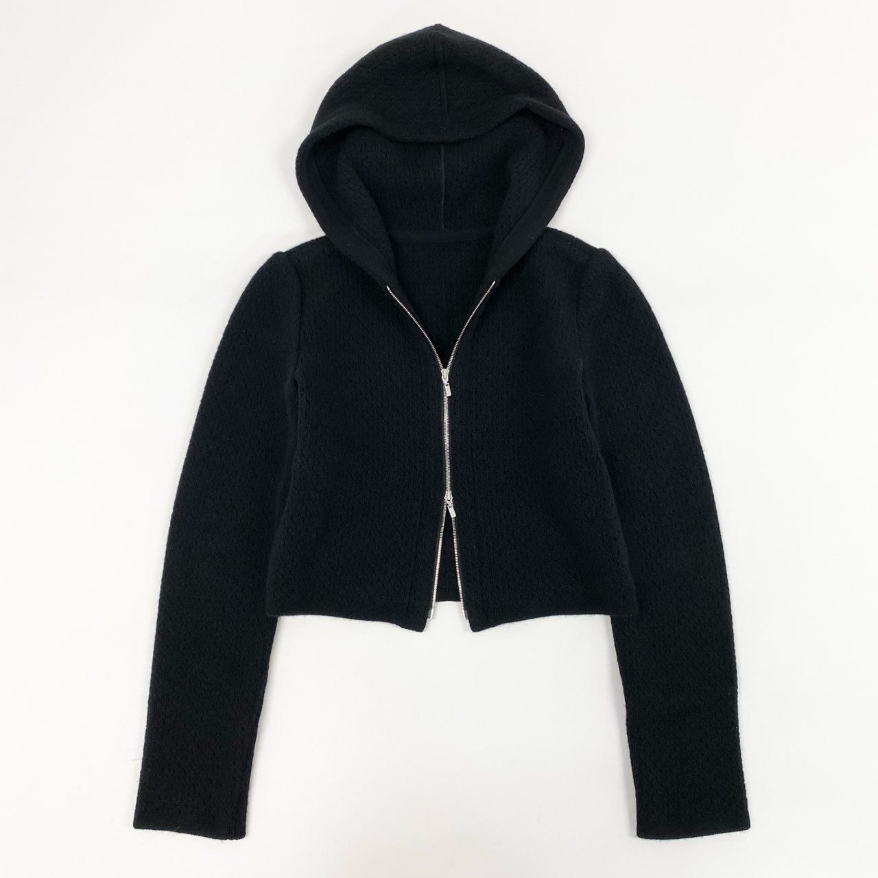 foxey フォクシー パーカー ブラック 38 8h4 FOXEY フォクシー ダブルジップ カシミヤニットパーカー SEA