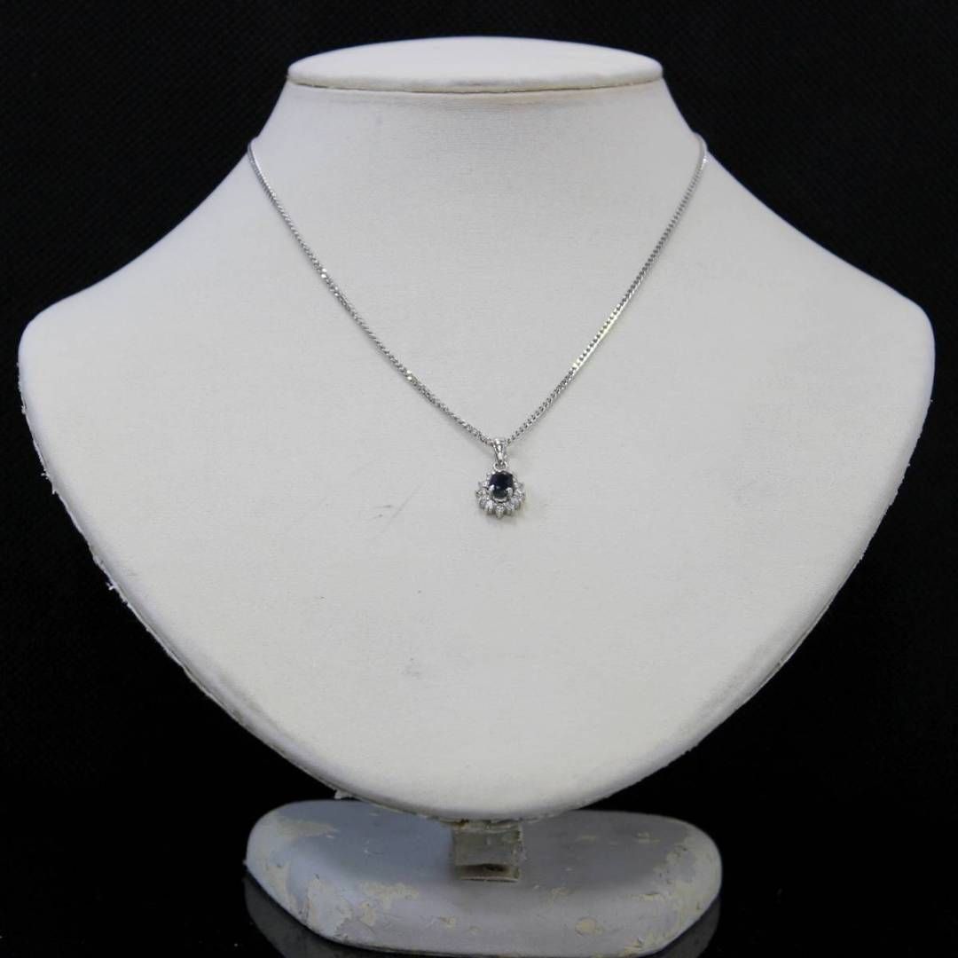 Pt900 Pt850 プラチナ サファイヤ ダイヤ デザイン ペンダントネックレス 0.83ct 0.33ct 40cm 7.9g KA 美品 A ランク - メルカリ