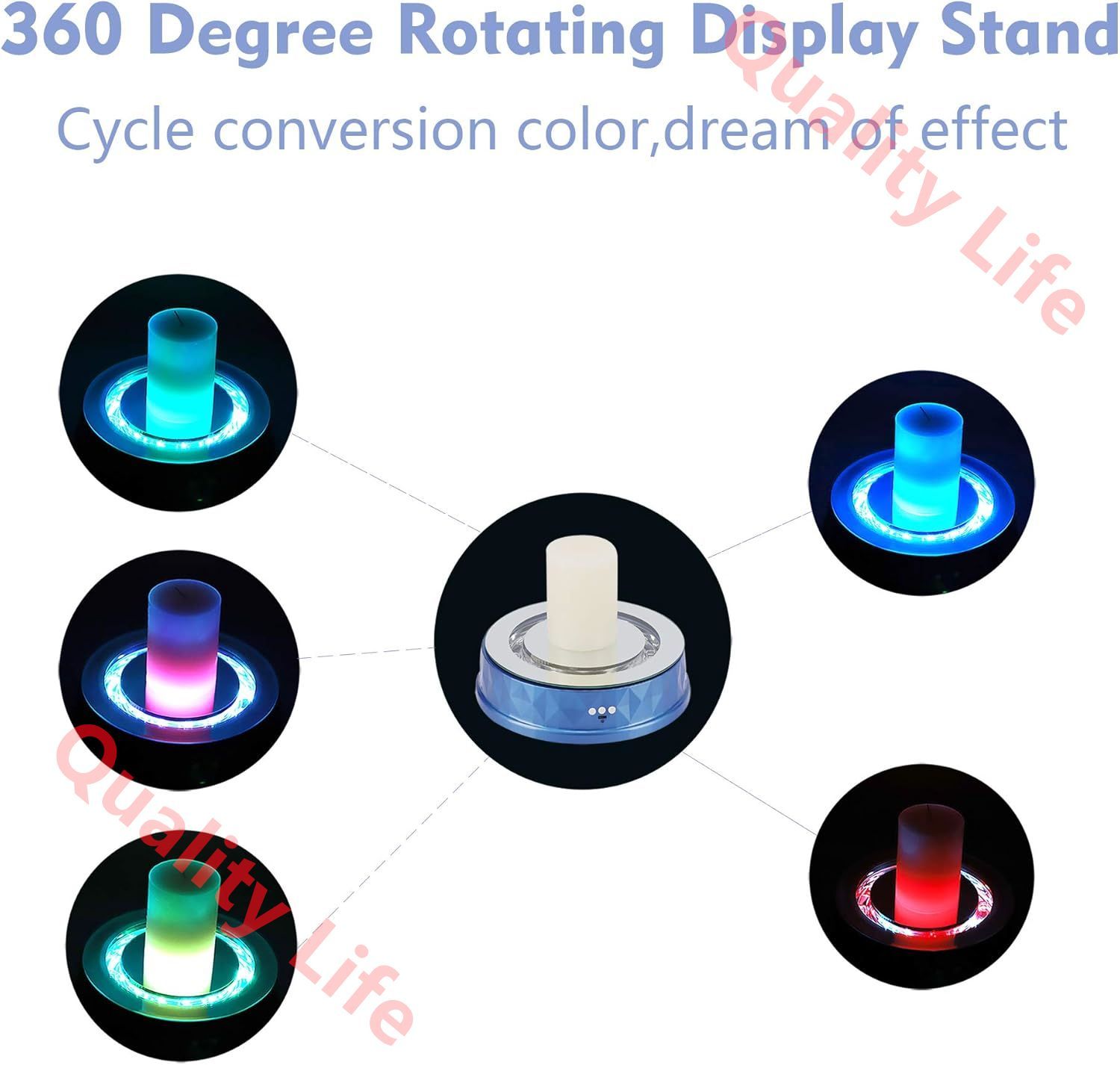 【国内未発売モデル】 電気回転ターンテーブルLedライト付きブルートゥース音楽7色変更鏡面ディスプレイスタンド360度写真電動回転製品展示台 直径9.06インチ 22ポンド 青 PSE認証济