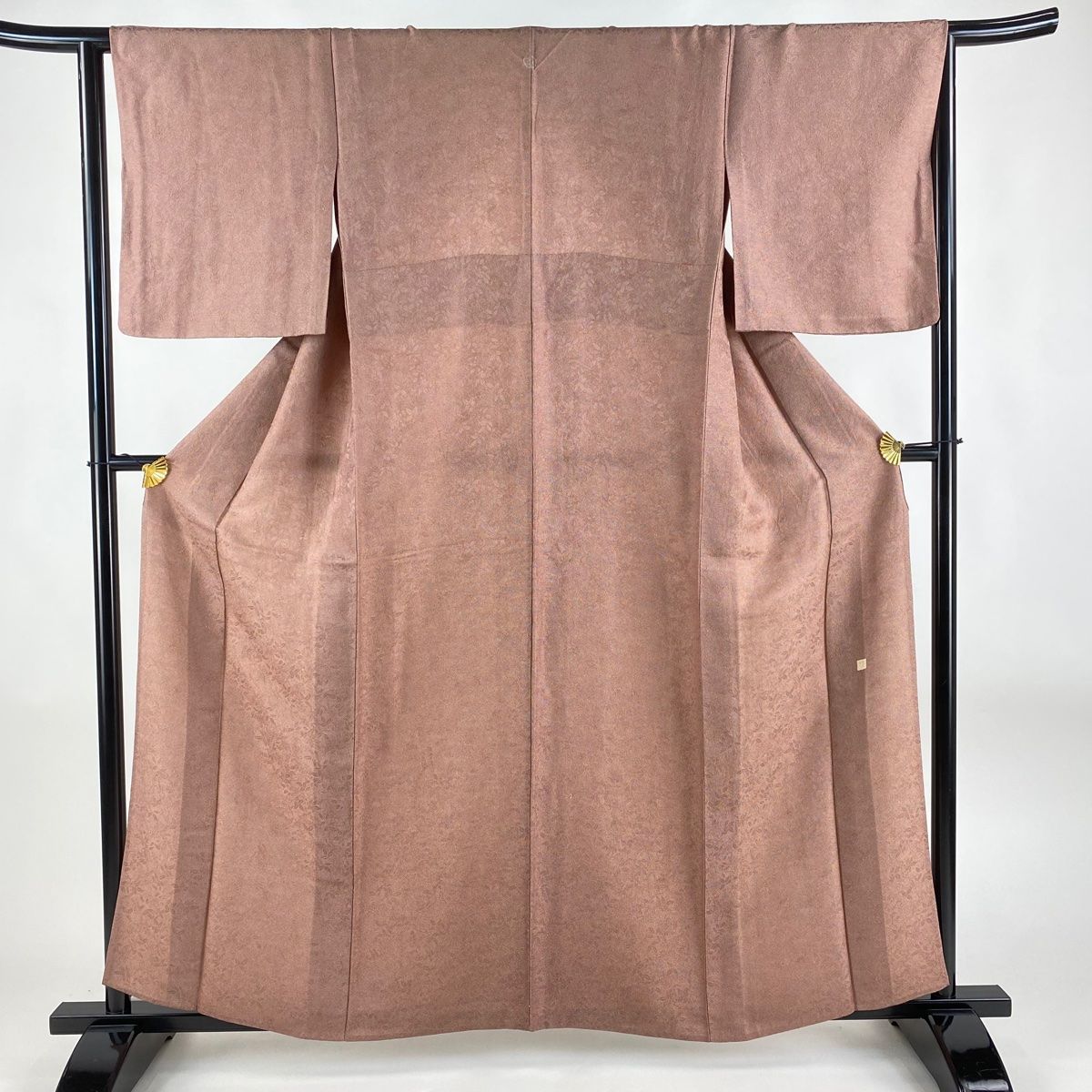 江戸小紋 身丈161cm 裄丈62.5cm S 単衣 落款 鮫 地紋 小豆色 正絹 優品