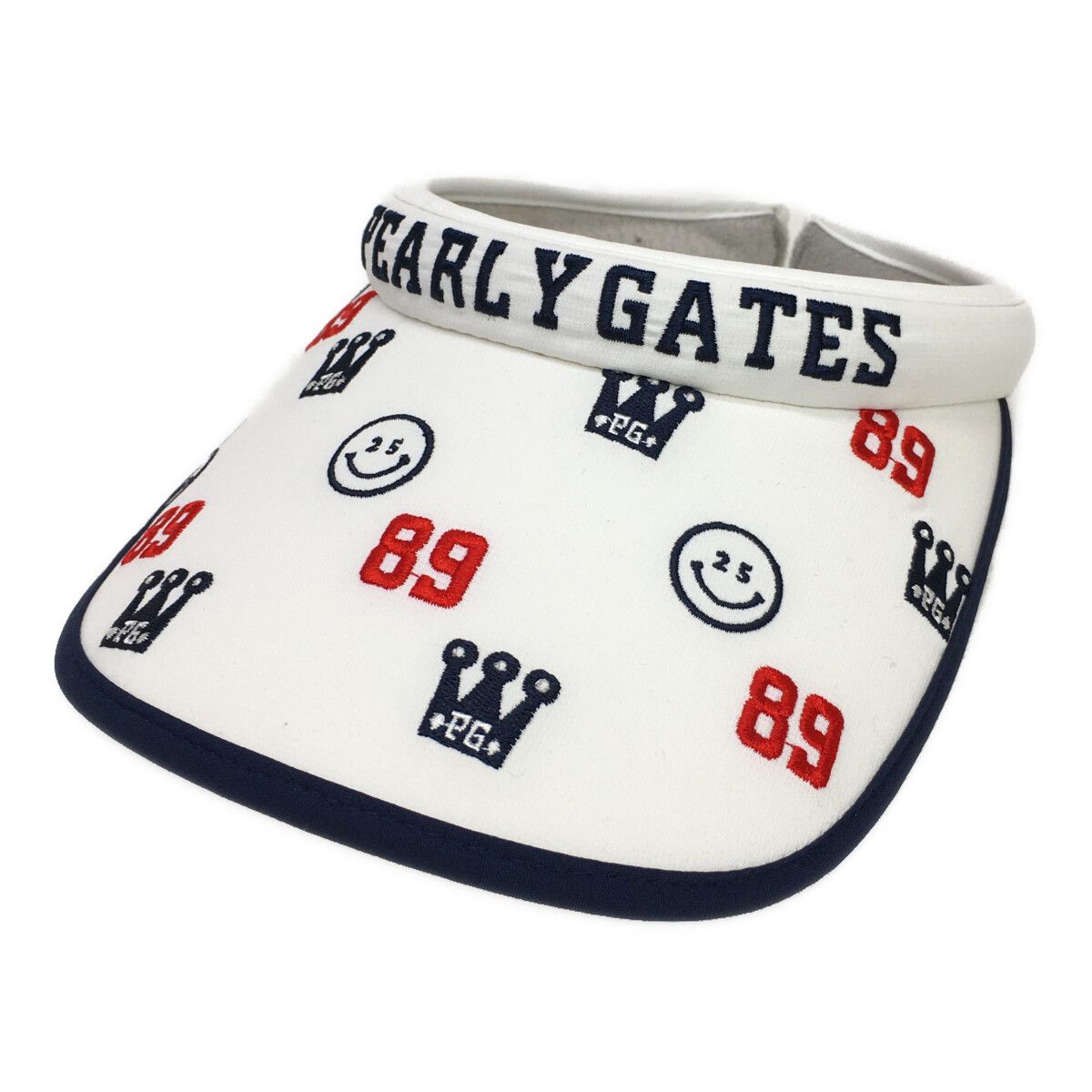 PEARLY GATES バイザー ホワイト ニコちゃん　Freeサイズ 未使用品 パーリーゲイツ PEARLY GATES サンバイザー フリー 白