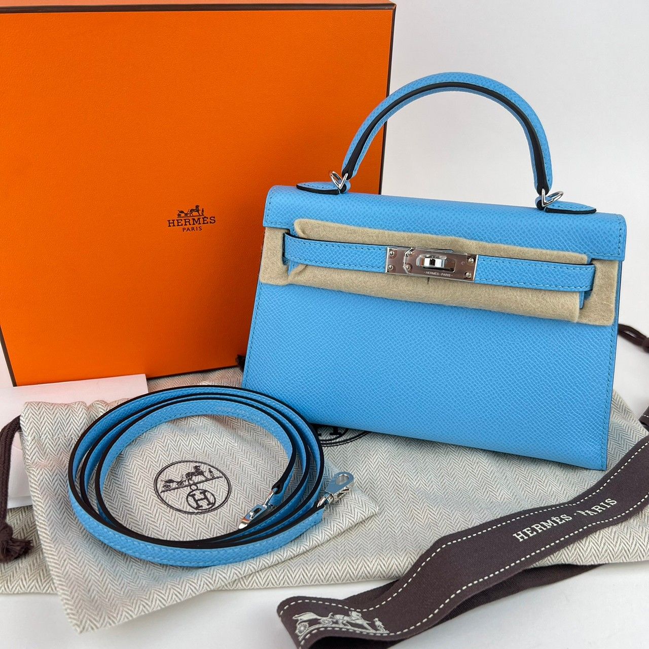 新品 B刻 HERMES エルメス ミニケリー セレステ シルバー金具 エプソン-