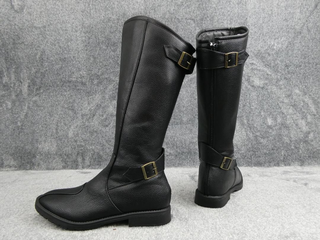 特攻ブーツ 黒27.5cm ブラック 旧車會 暴走族 斜め カット ライダーブーツ 東京リベンジャーズ