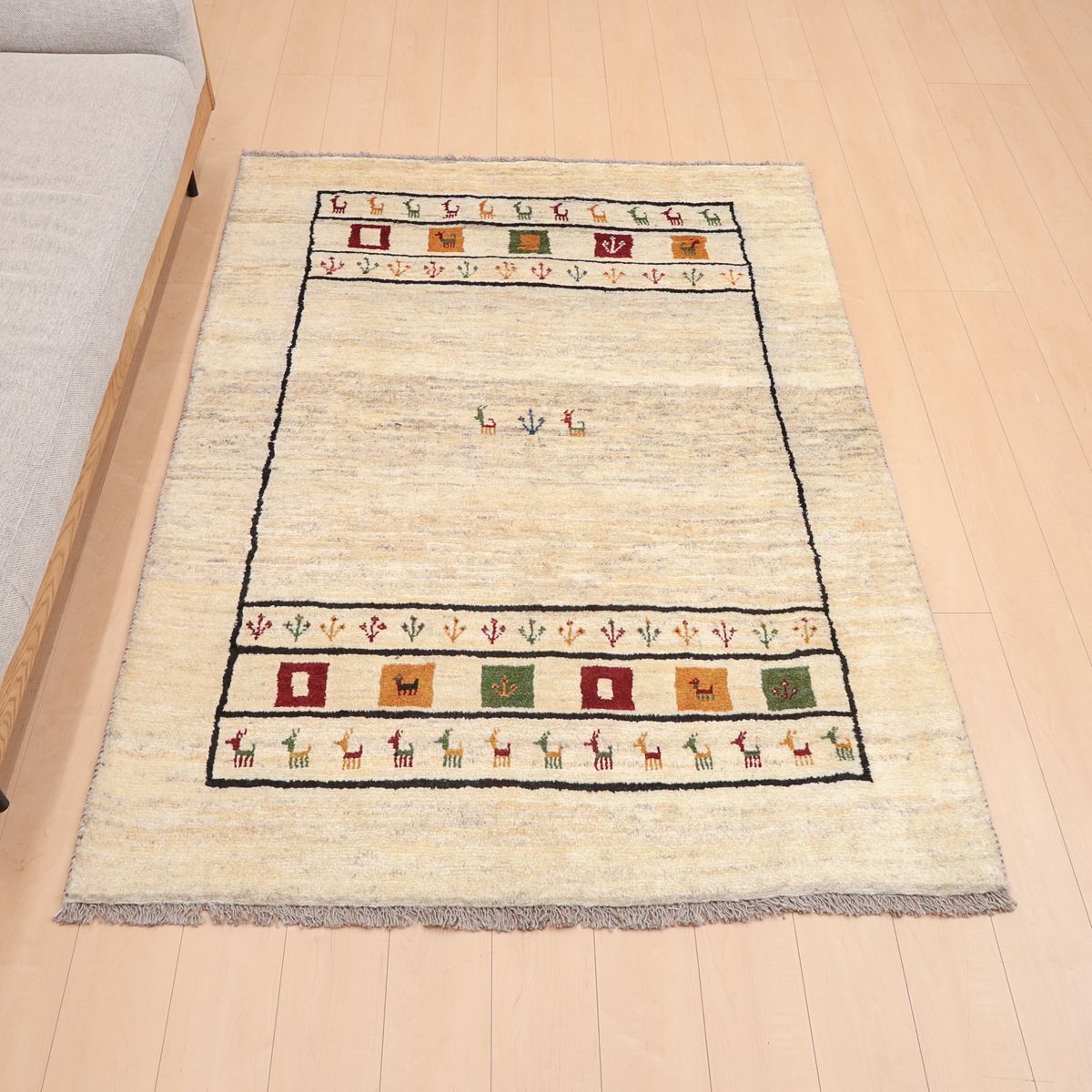 アウトレット イラン 草木染め 手織り ギャッベ 毛100% 新品 ギャべ