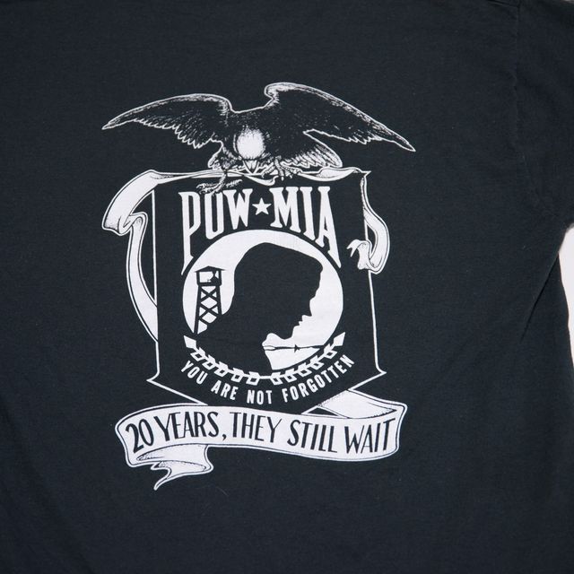 90s ビンテージ プリント Tシャツ シングルステッチ ベトナム戦争 終戦 記念 20周年 95年 ミリタリー POW/MIA  （捕虜/行方不明兵士） ボックスシルエット黒 古着 vintage 【L】 - メルカリ