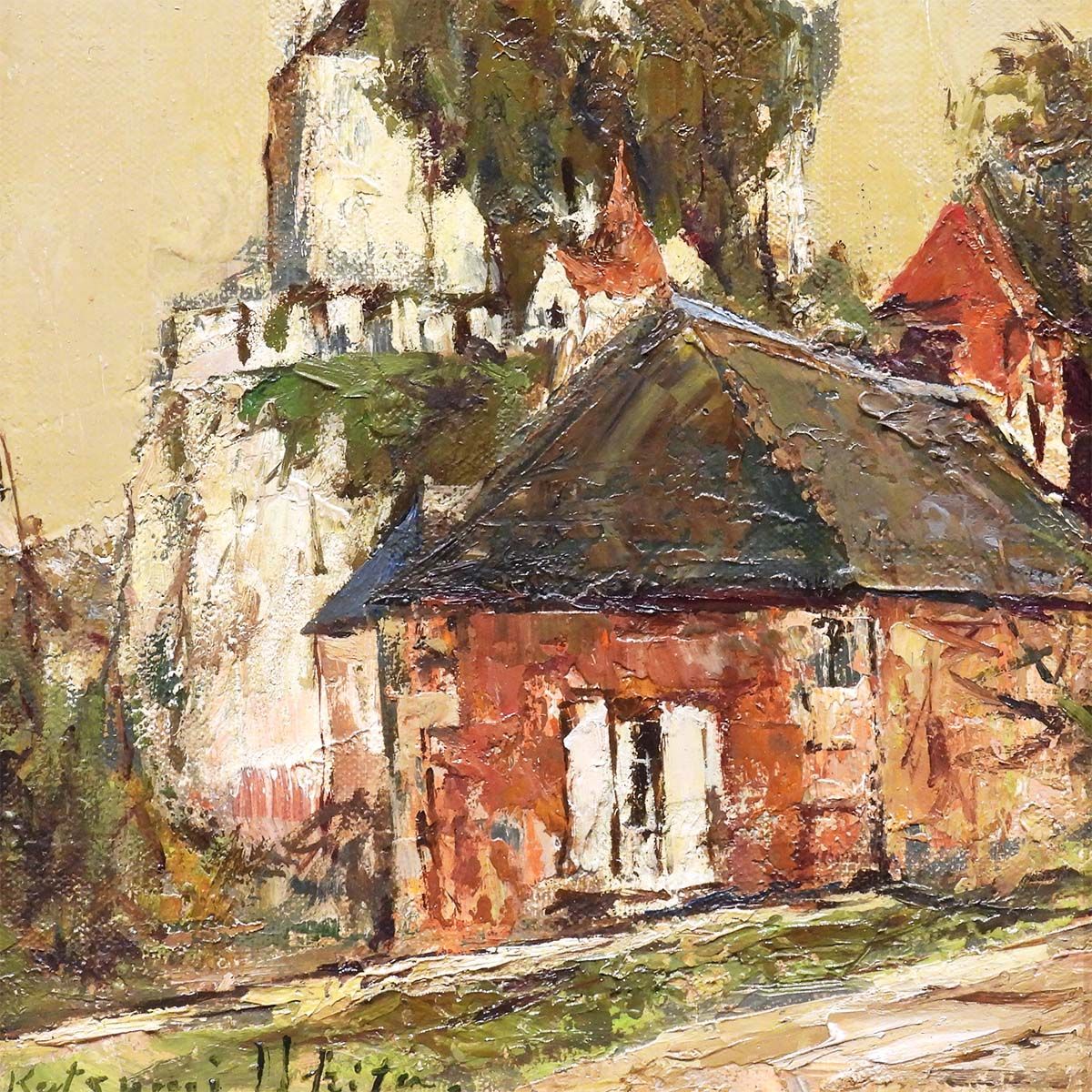 最終値下げ 浮田克躬 風景画 油彩SM フランス ロワール地方 古城 日展