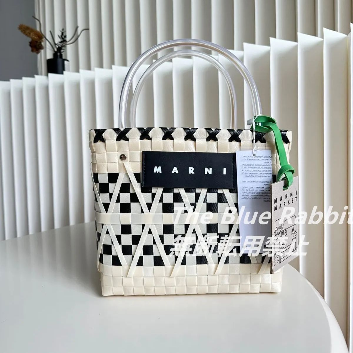 【新品】MARNI MARKET マルニ マーケット トートバッグ バスケット 白黒 チェック