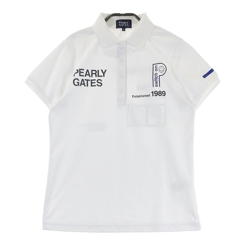 サイズ 1 PEARLY GATES パーリーゲイツ モデル 半袖ポロシャツ ニコちゃん ストライプ柄 ホワイト系 240101534720 ゴルフウェア レディース ストスト
