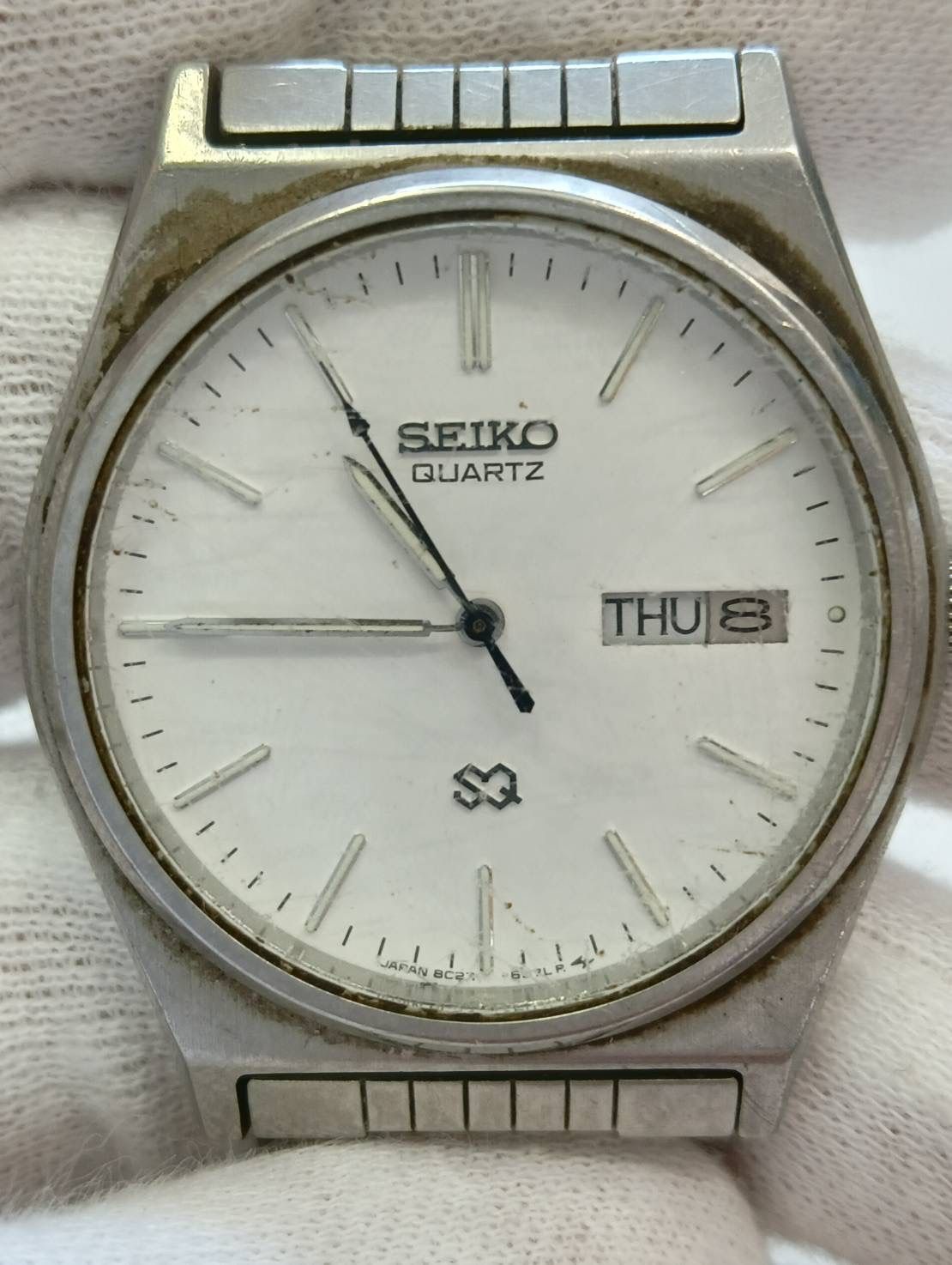 中古品】SEIKO セイコー クオーツ SQ 白文字盤 8C23-6040 昭和レトロ 
