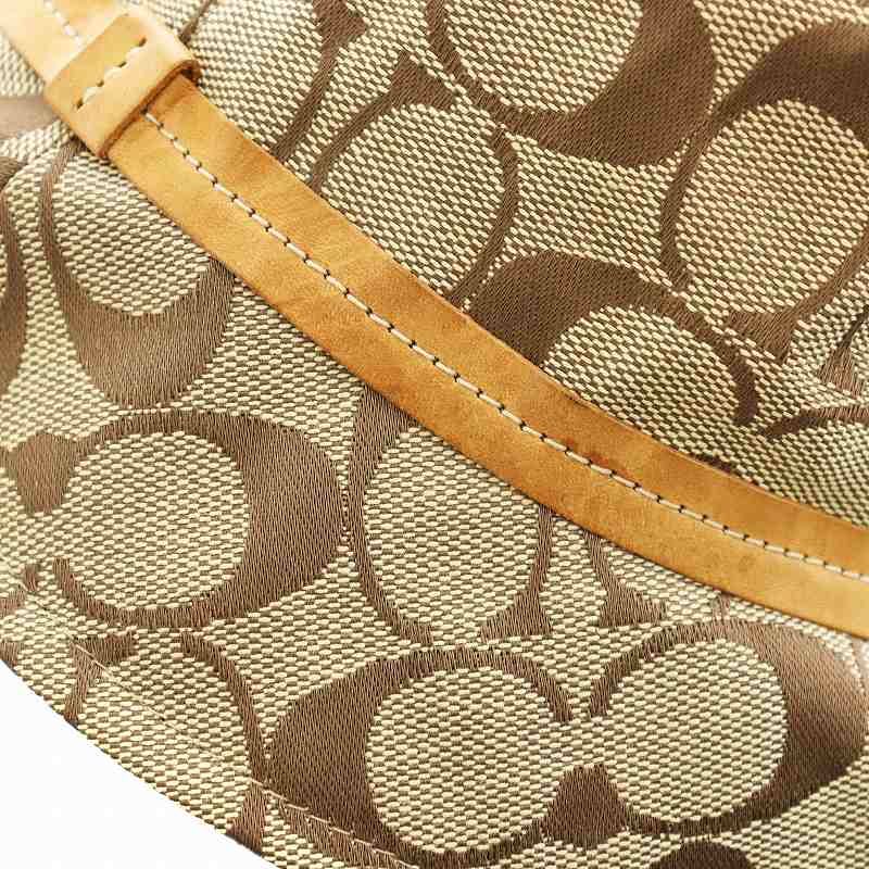 コーチ　シグネチャー　バケットハット　MＬ コーチ COACH シグネチャー バケットハット 帽子 キャンバス レザー