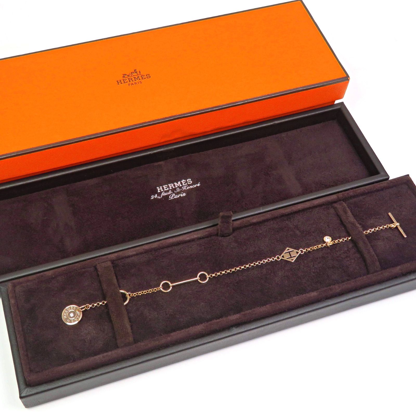 HERMES エルメス Au750 ダイヤモンド ガンバード ブレスレット