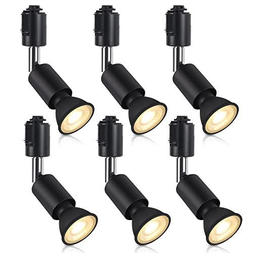 E11口金-6個入_ブラック・電球色 xydled ダクトレール用スポットライト E11 LED電球付き 50W ライティングバー用器具セット ライティングレール 天井照明 6個セット (電球色， ブラック)