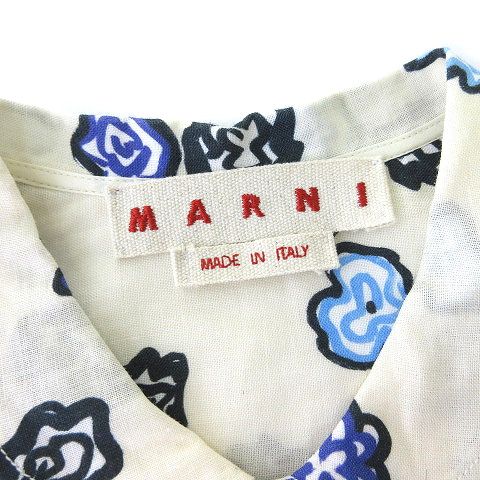 マルニ MARNI リネン シャツ ブラウス 花柄 半袖 7分袖 ラウンド