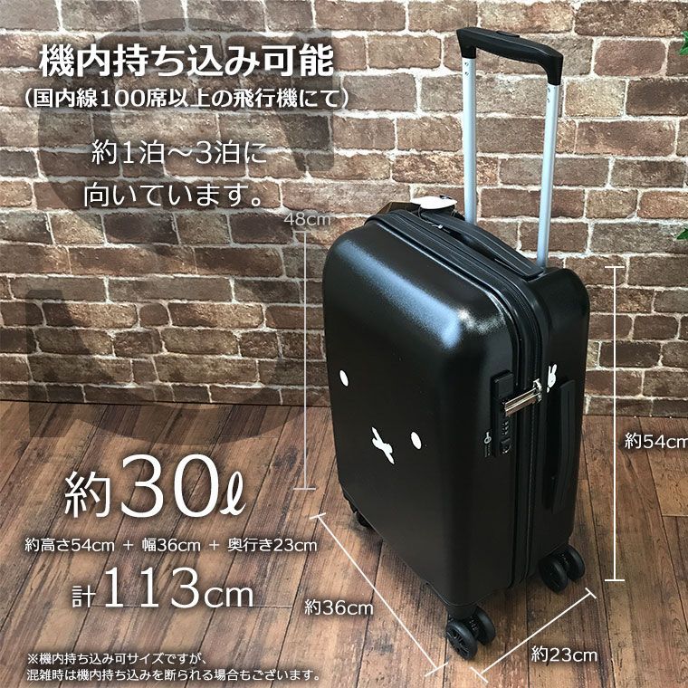 ボリス入荷【新品】ミッフィー キャリーケース Sサイズ 30L ファスナー