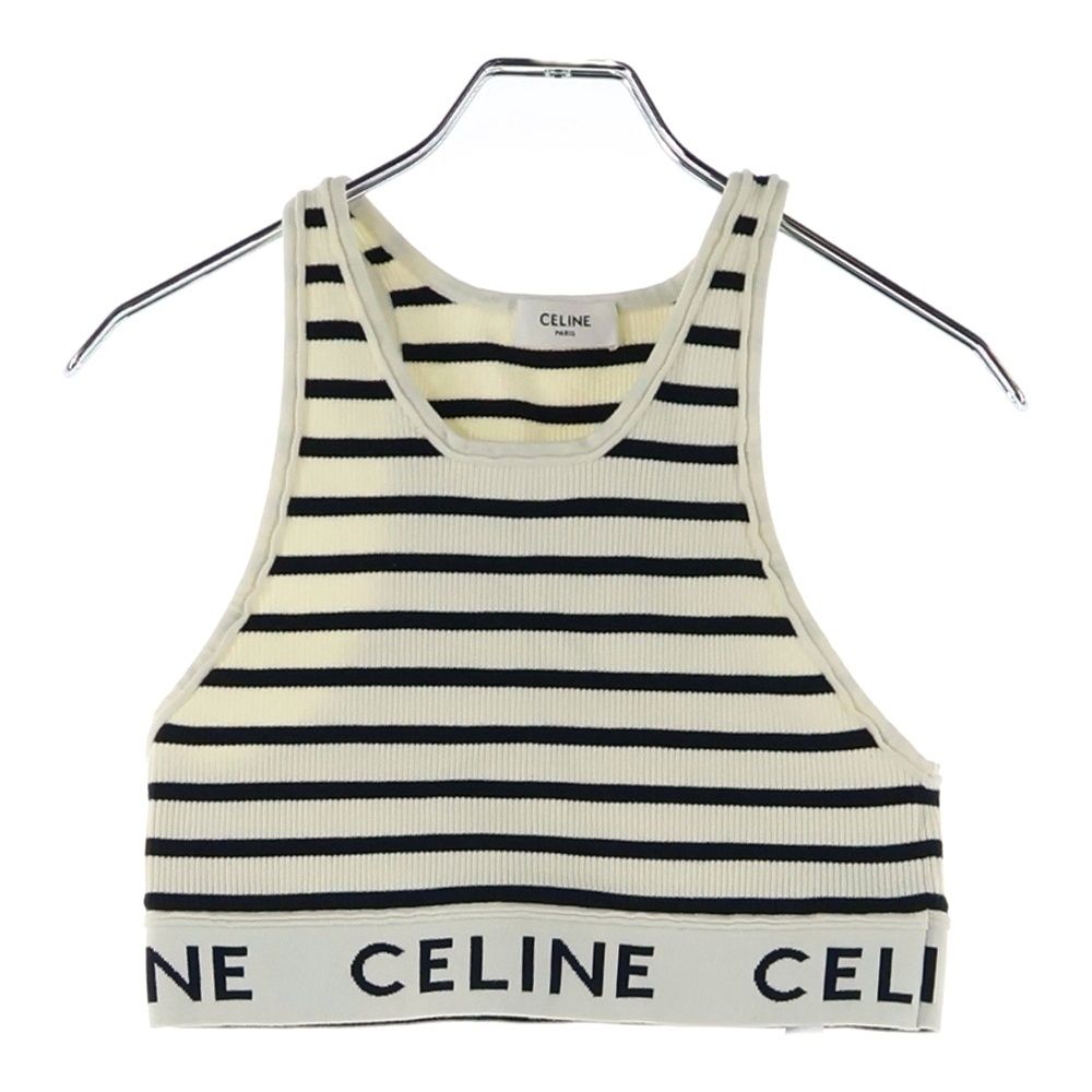 CELINE セリーヌ アスリートブラトップ クロップドロゴボーダーノースリーブ 2A22O372N ホワイト レディース