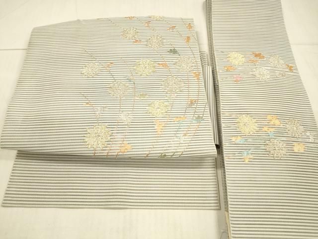 平和屋着物＊夏物 絽綴れ つけ帯 草花文 金銀糸 正絹 DAAX0280cm