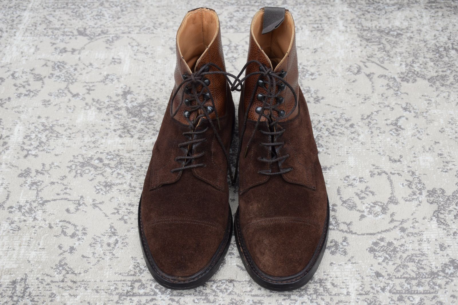 crockett&jones ブラウン レースアップブーツ レザー スエード