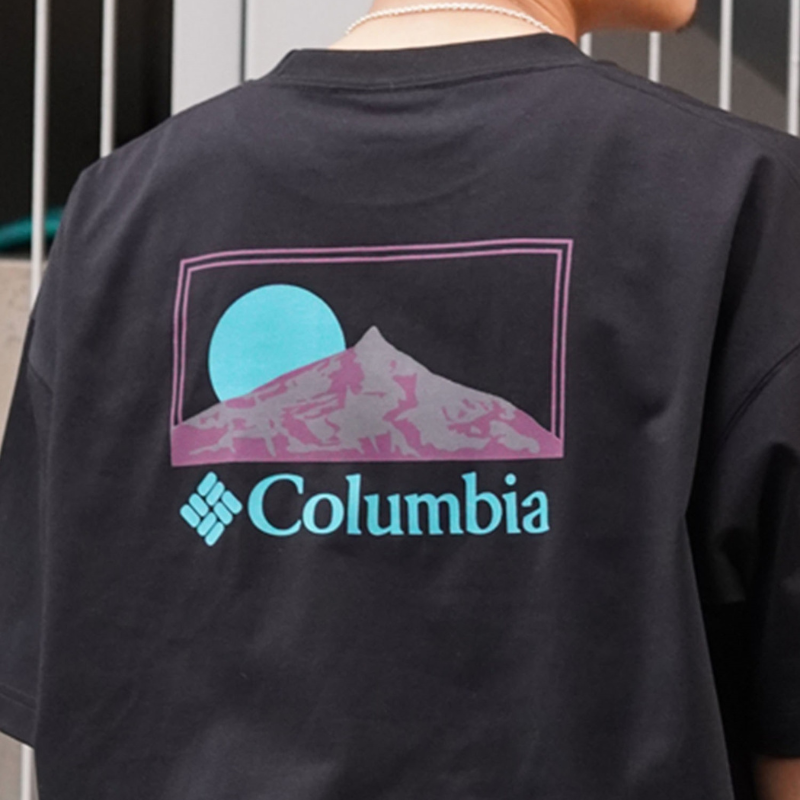 【ムラスポ公式】COLUMBIA コロンビア ムラサキスポーツ限定 Tシャツ UV生地でゆったりシルエット ブラック/マルチ PM0941