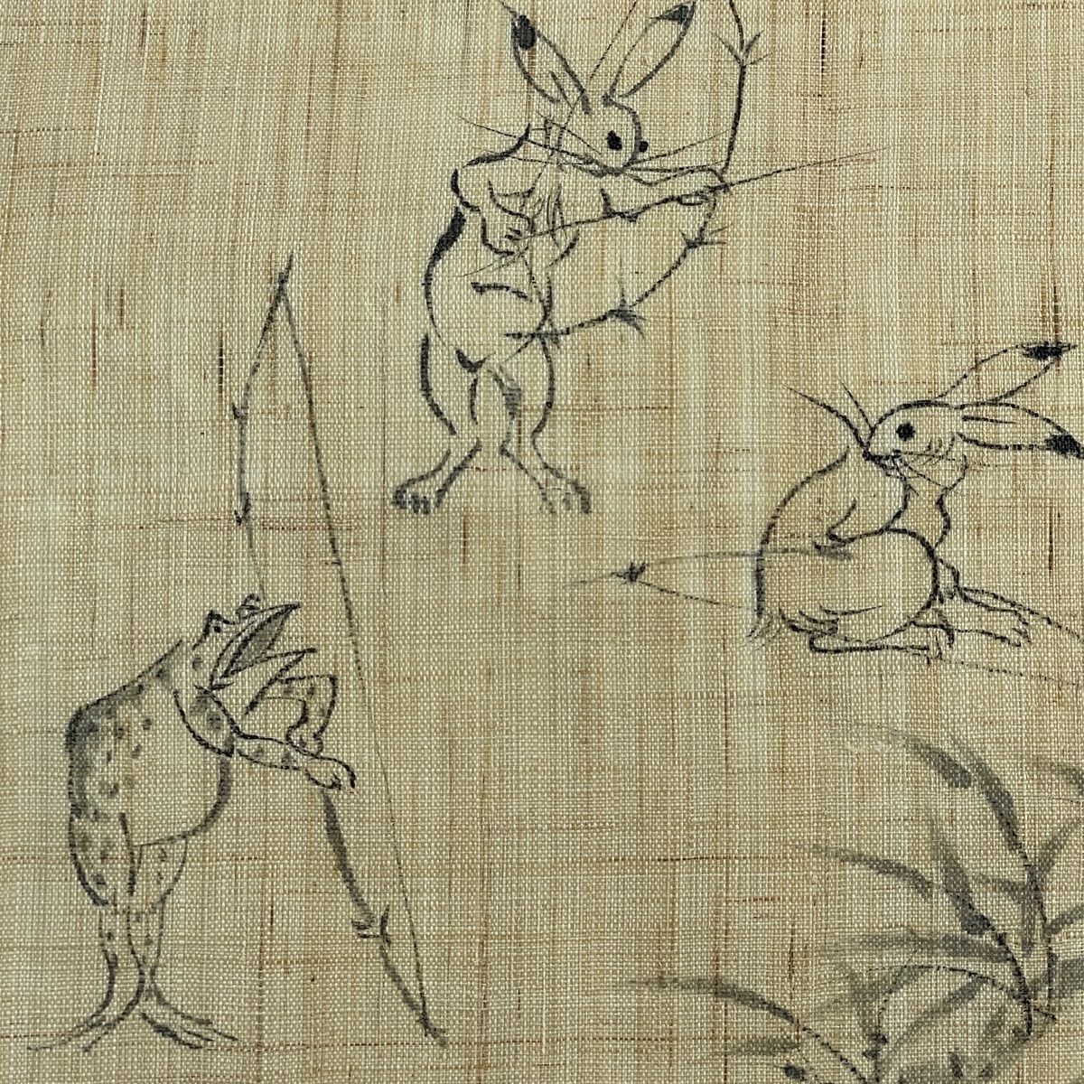 開き名古屋帯 名品 夏帯 紬地 鳥獣戯画 ベージュ 麻 【中古】 - メルカリ