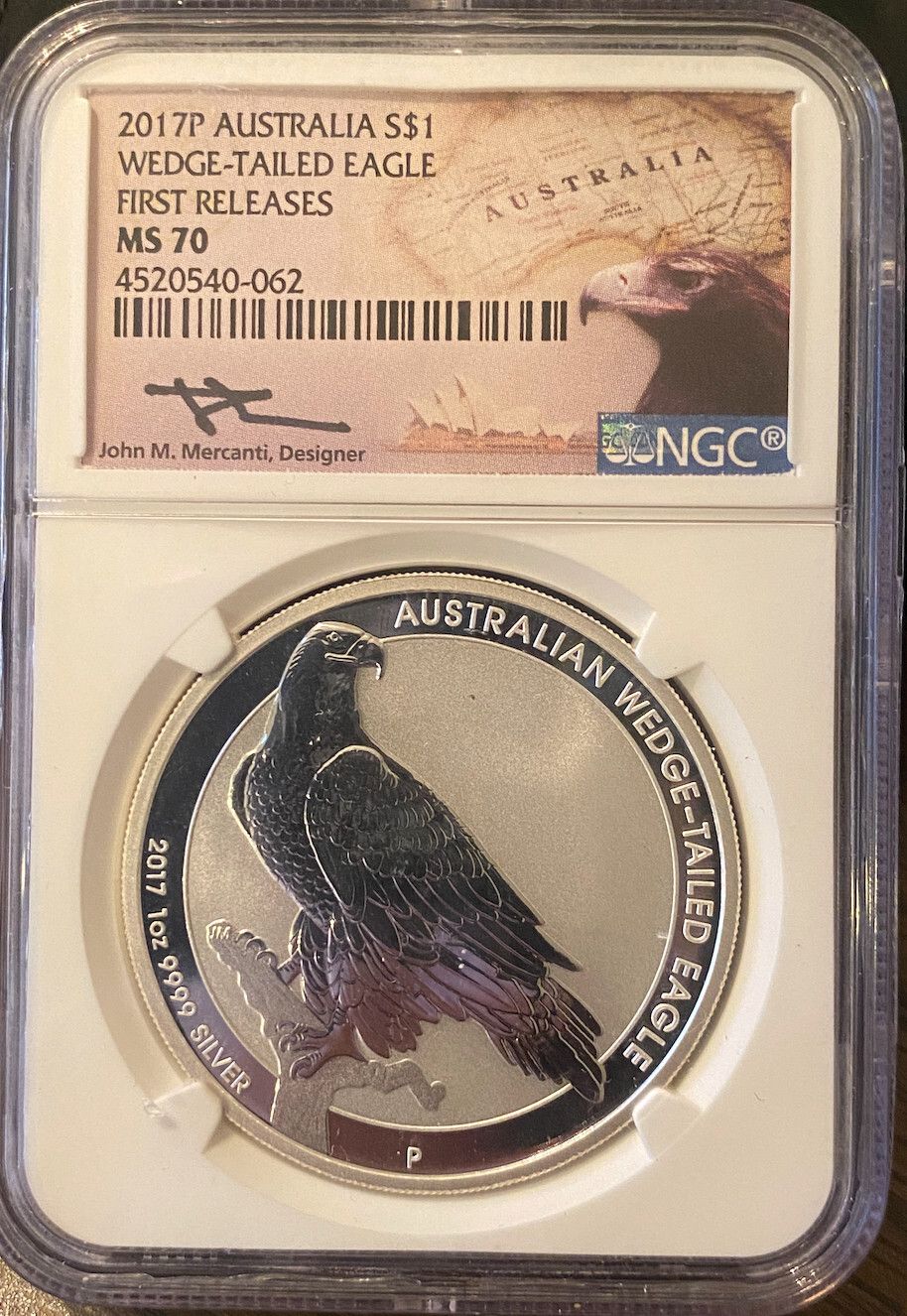 Atralia 2017P $1 $1.00 Silver 1 Oz NGC MS70 Wedge Tailed Eagle Mercanti Signed