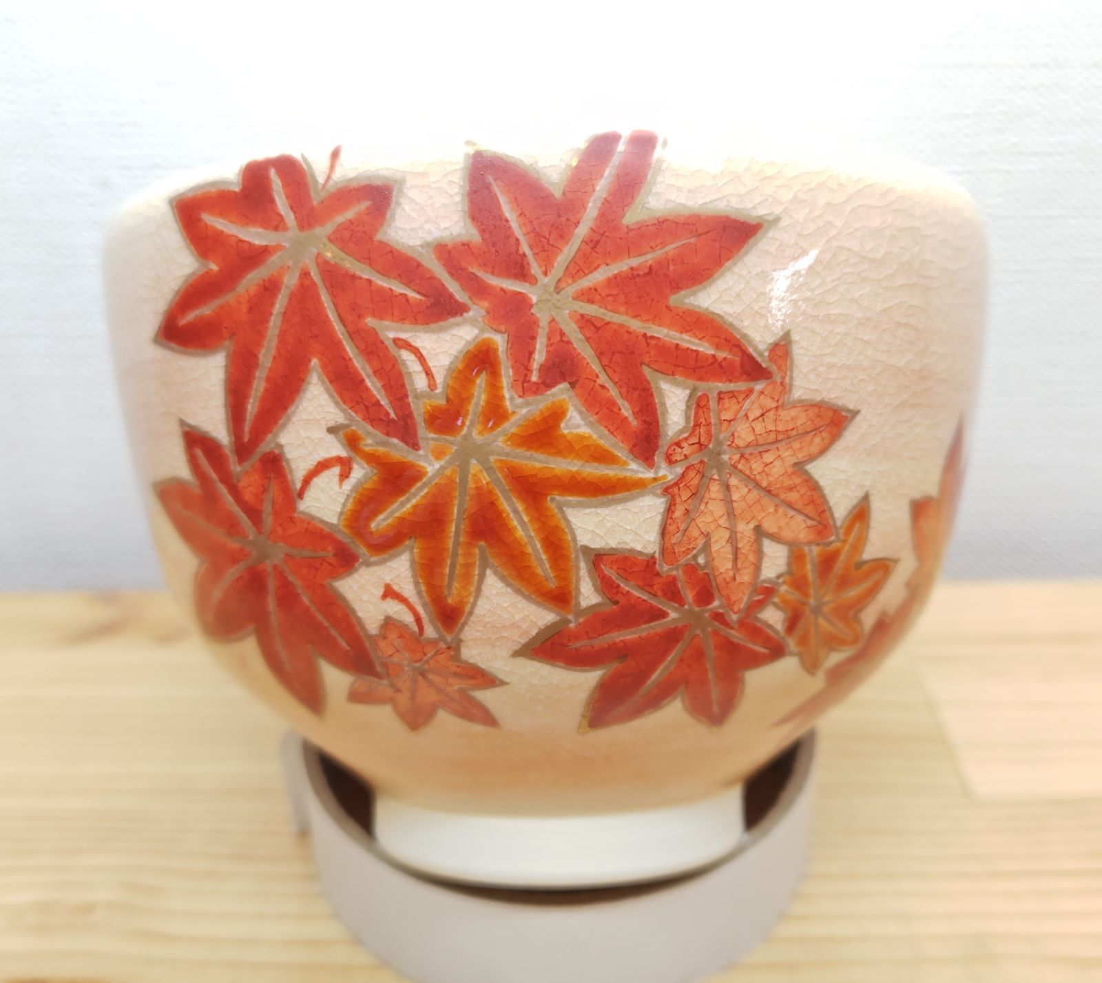 逢絢亭 茶道具 茶碗 京焼 紅葉の図 山川巌窯 共箱入り