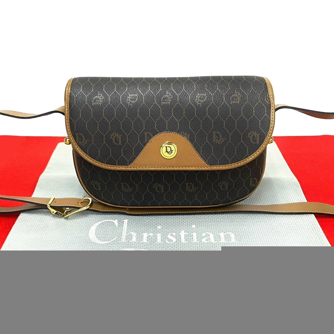 vintage Christian Dior ハニカム柄 ショルダー バッグ Christian Dior クリスチャンディオール ハニカム柄 ショルダー