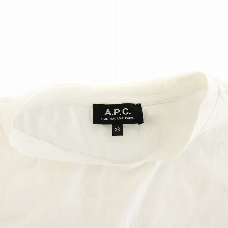 良品 A.P.C. アーペーセー Tシャツ パックT カットソー 半袖 ロゴ 刺繍 25222-1-90301 サイズXL 白 ホワイト メンズ レディース 古着 中古 A.P.C - A.P.C. Paris刺繍Tシャツ XS ホワイトネイビーユニ