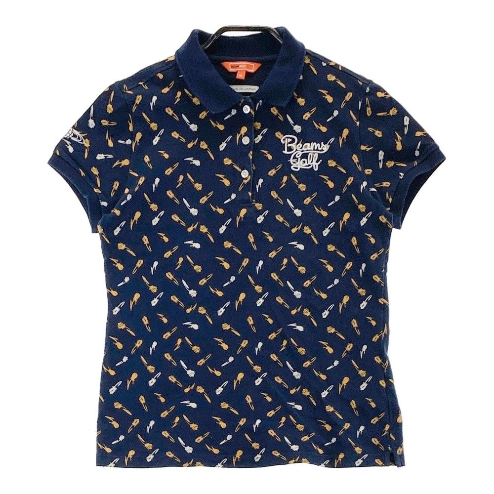 新品未使用 BEAMS GOLF ビームスゴルフ 半袖ポロシャツ M 総ロゴ サイズ：M BEAMS GOLF ビームスゴルフ 半袖ポロシャツ 総柄